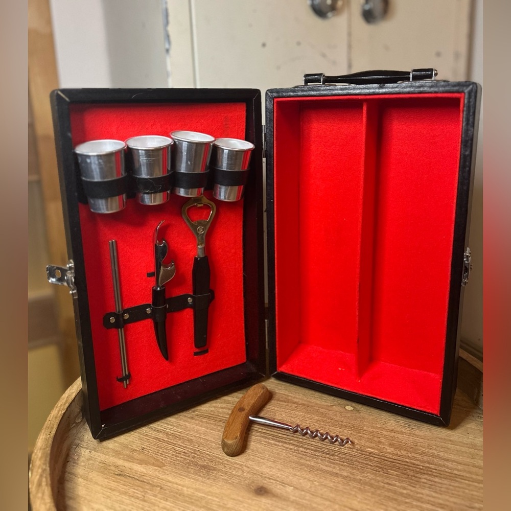 Vintage mid century Bartender suitcase kit